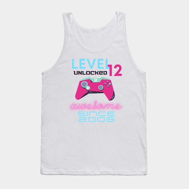 Level 12 Unlocked Awesome 2009 Video Gamer Tank Top by Fabled Rags 